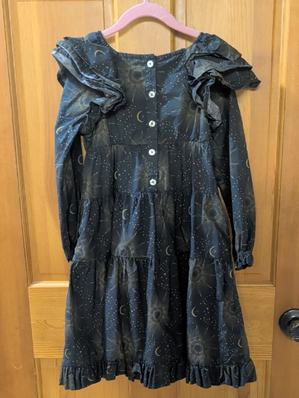 kate quinn Navy Sun & Moon Ruffle Tiered Dress